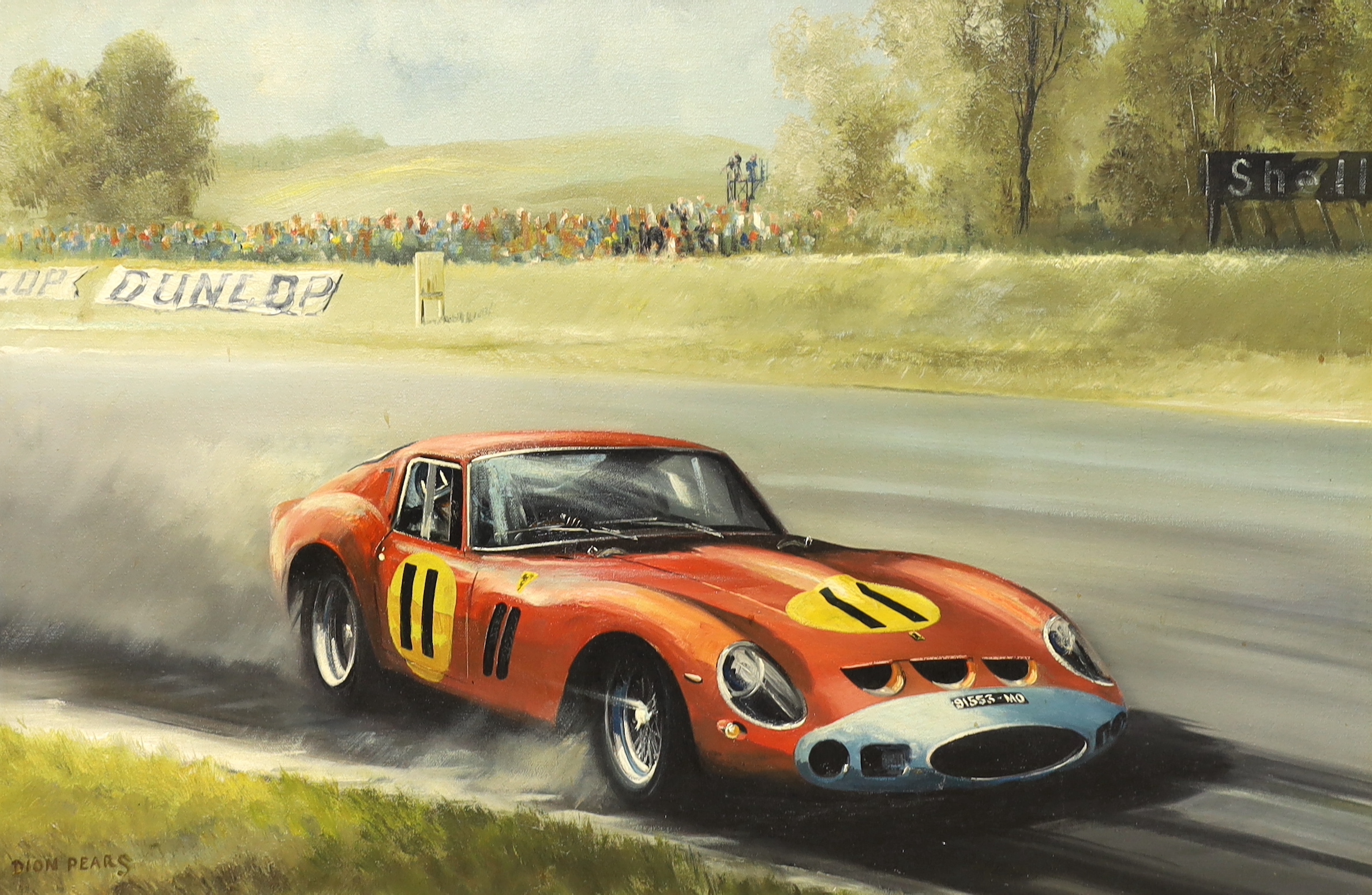 Dion Pears (1929-1985), oil on canvas, Ferrari 250 GTO, signed, 75 x 49cm